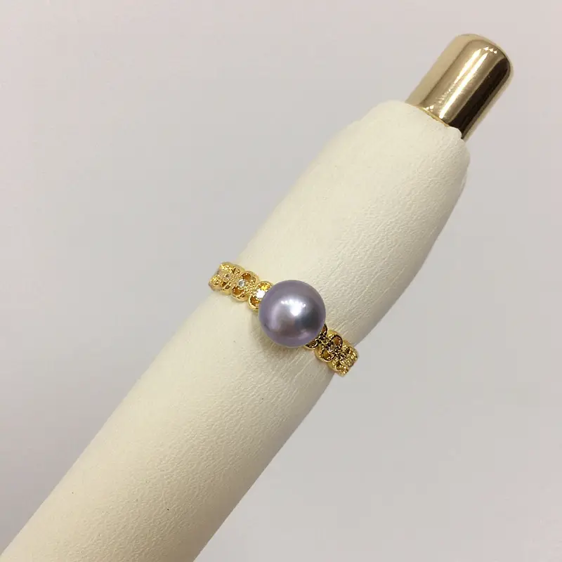18K Gold Pearl Open Ring Bracelet for Women