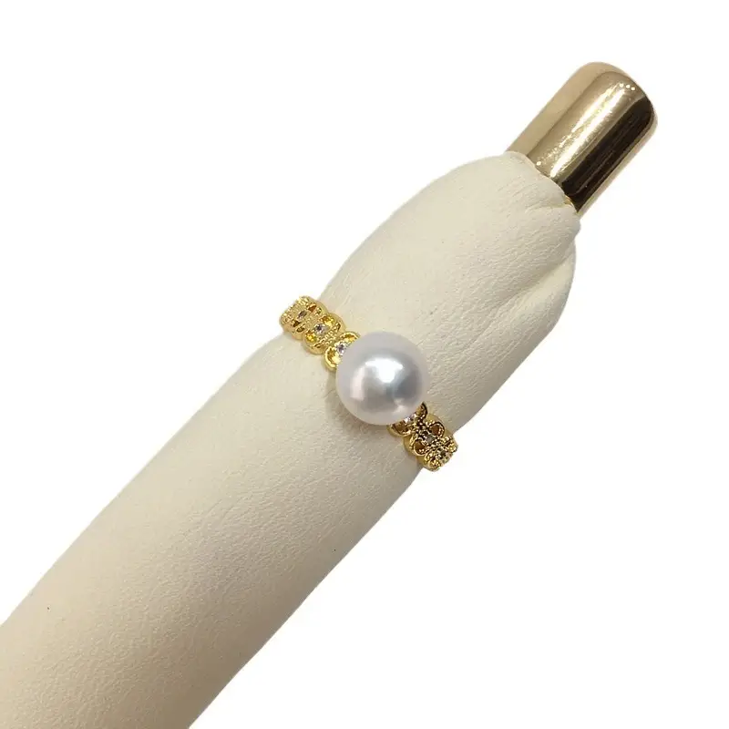 18K Gold Pearl Open Ring Bracelet for Women