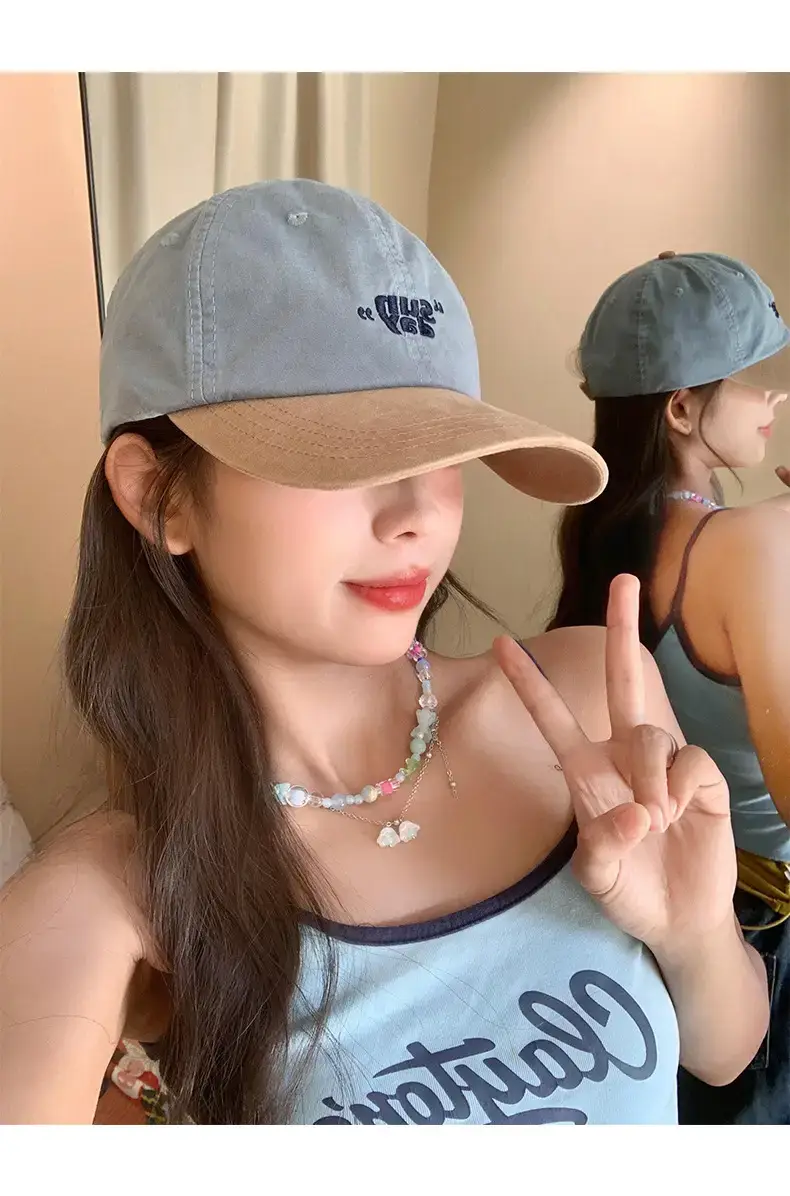 Women Korean Style Contrasting Cap Wide Brim Soft Top — feature 8