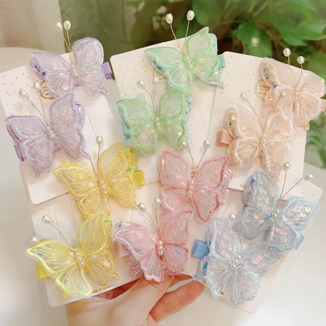 Antique Embroidered Butterfly Hair Clips for Girls - Image 8