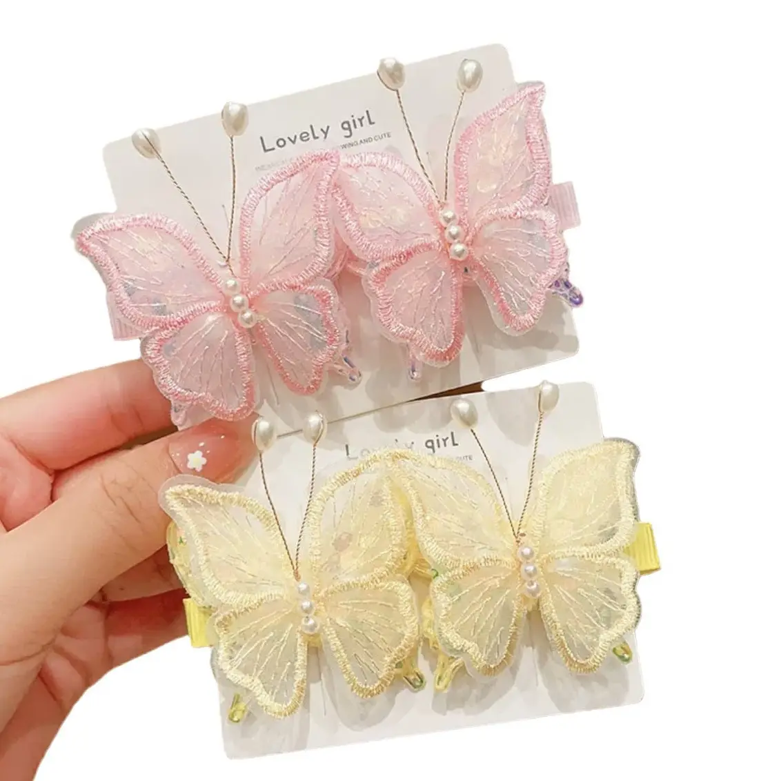 Antique Embroidered Butterfly Hair Clips for Girls - Image 11