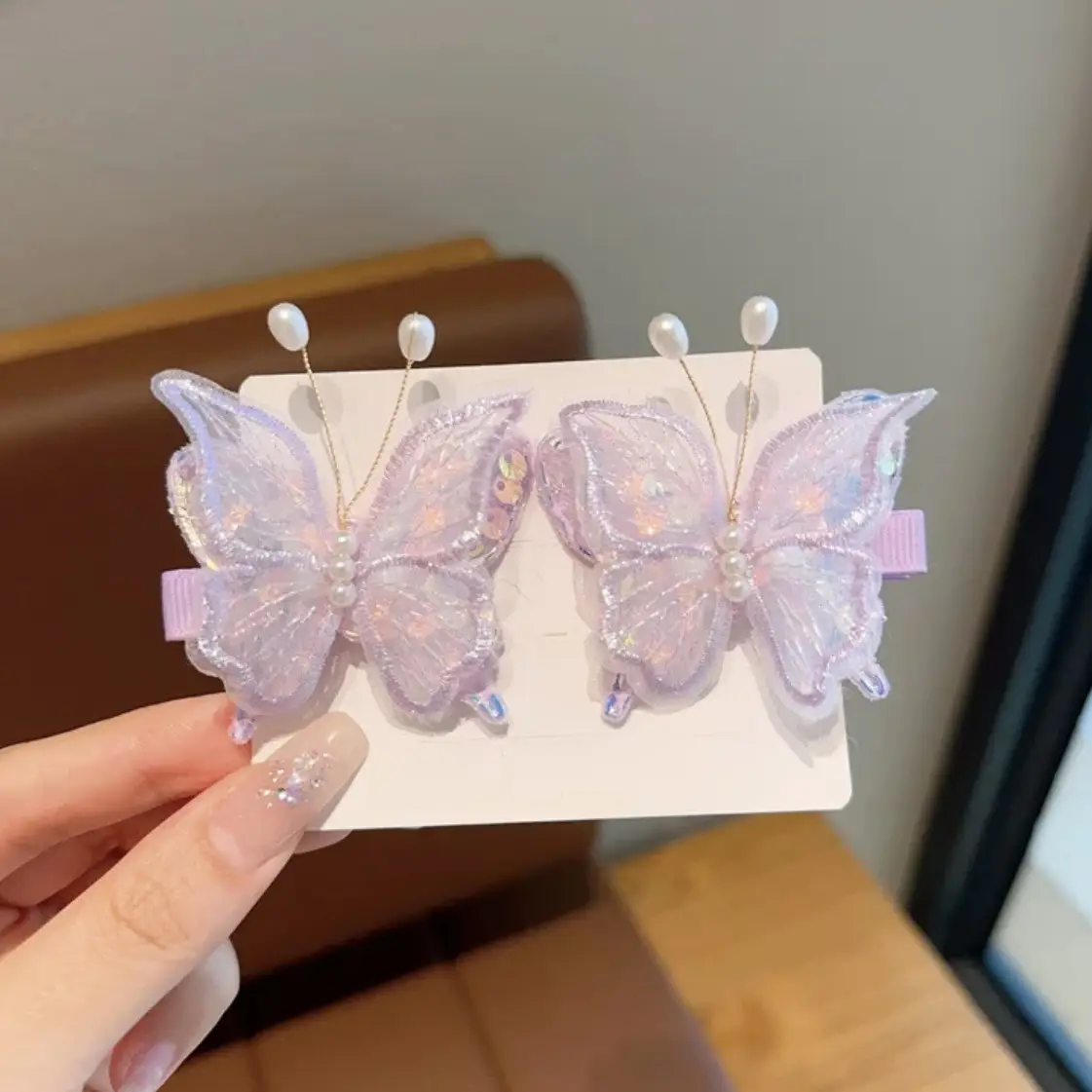 Antique Embroidered Butterfly Hair Clips for Girls - Image 6
