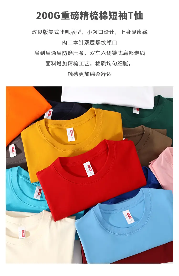 Hebei Short-Sleeved Processing and Customization 200g Pure Cotton Round Neck T-Shirt Activity Uniform Class Uniform Pure Color Blank Cultural Shirt — feature 3