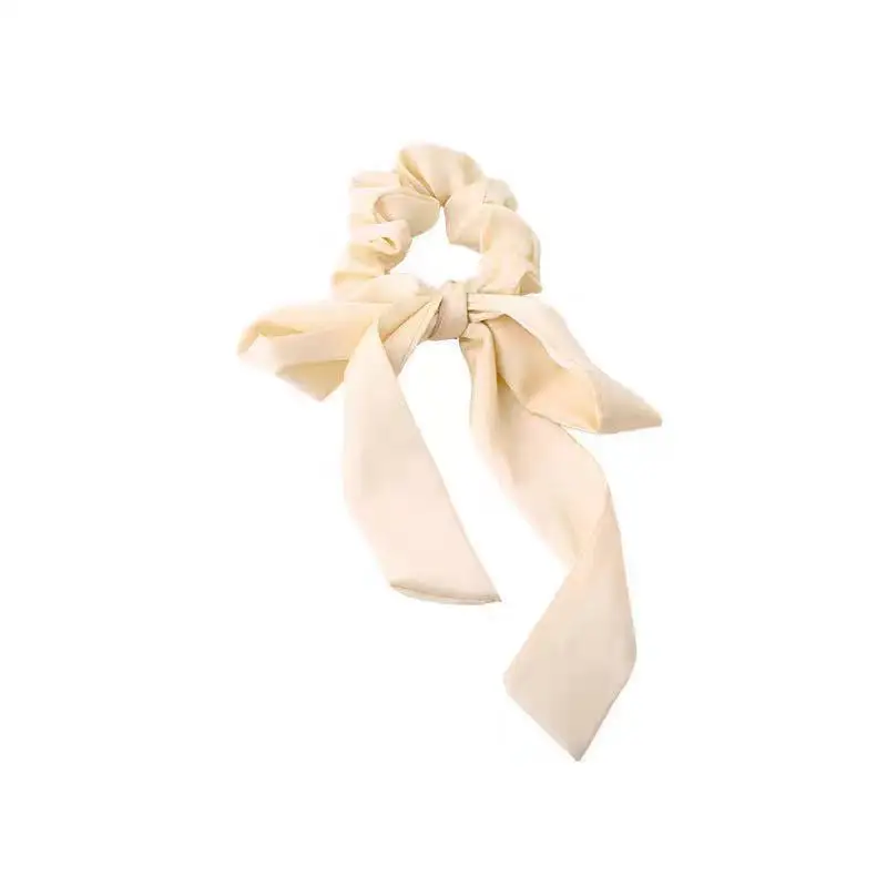 Black Silk Hair Tie with French Bow Design