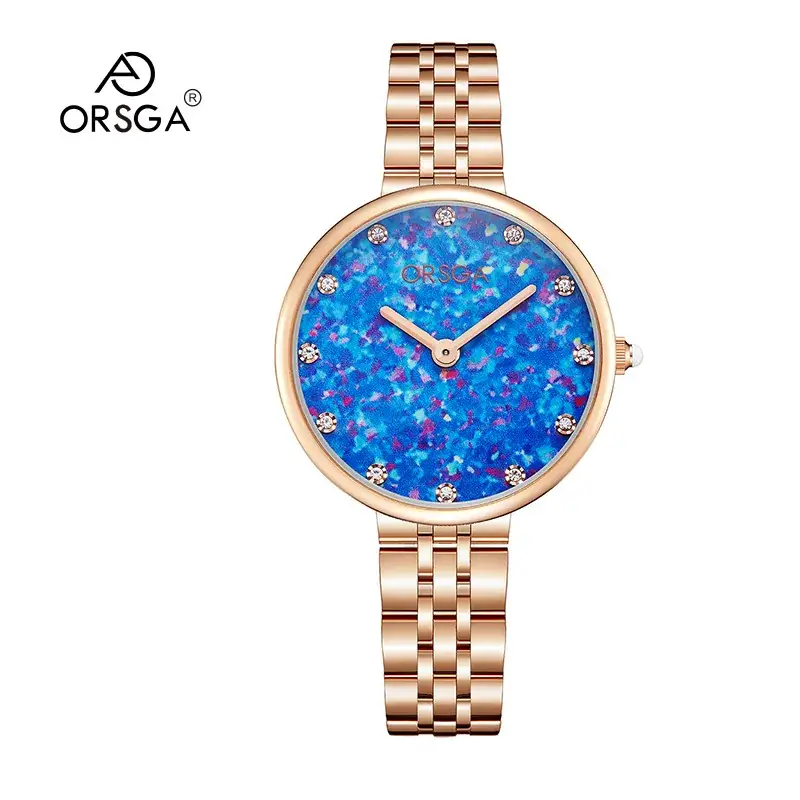 Women's Blue Sparkle Quartz Watch with Rose Gold Case - Image 10