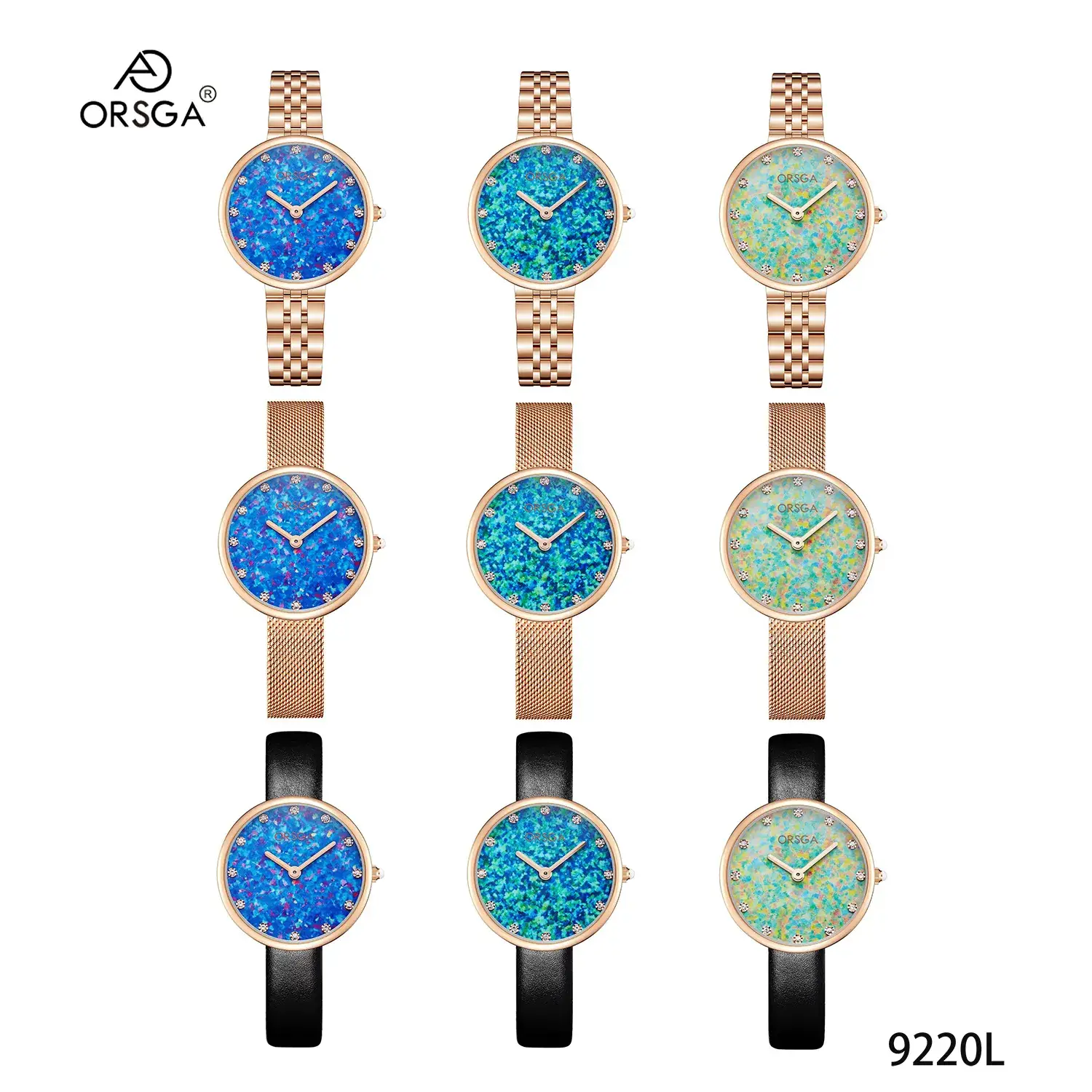 Women's Blue Sparkle Quartz Watch with Rose Gold Case - Image 12