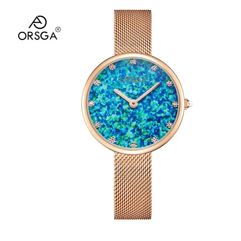 Women's Blue Sparkle Quartz Watch with Rose Gold Case - Image 13