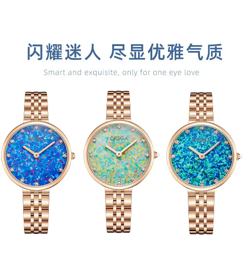 Women's Blue Sparkle Quartz Watch with Rose Gold Case — feature 13