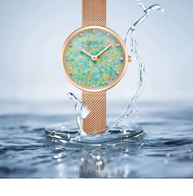 Women's Blue Sparkle Quartz Watch with Rose Gold Case — feature 9