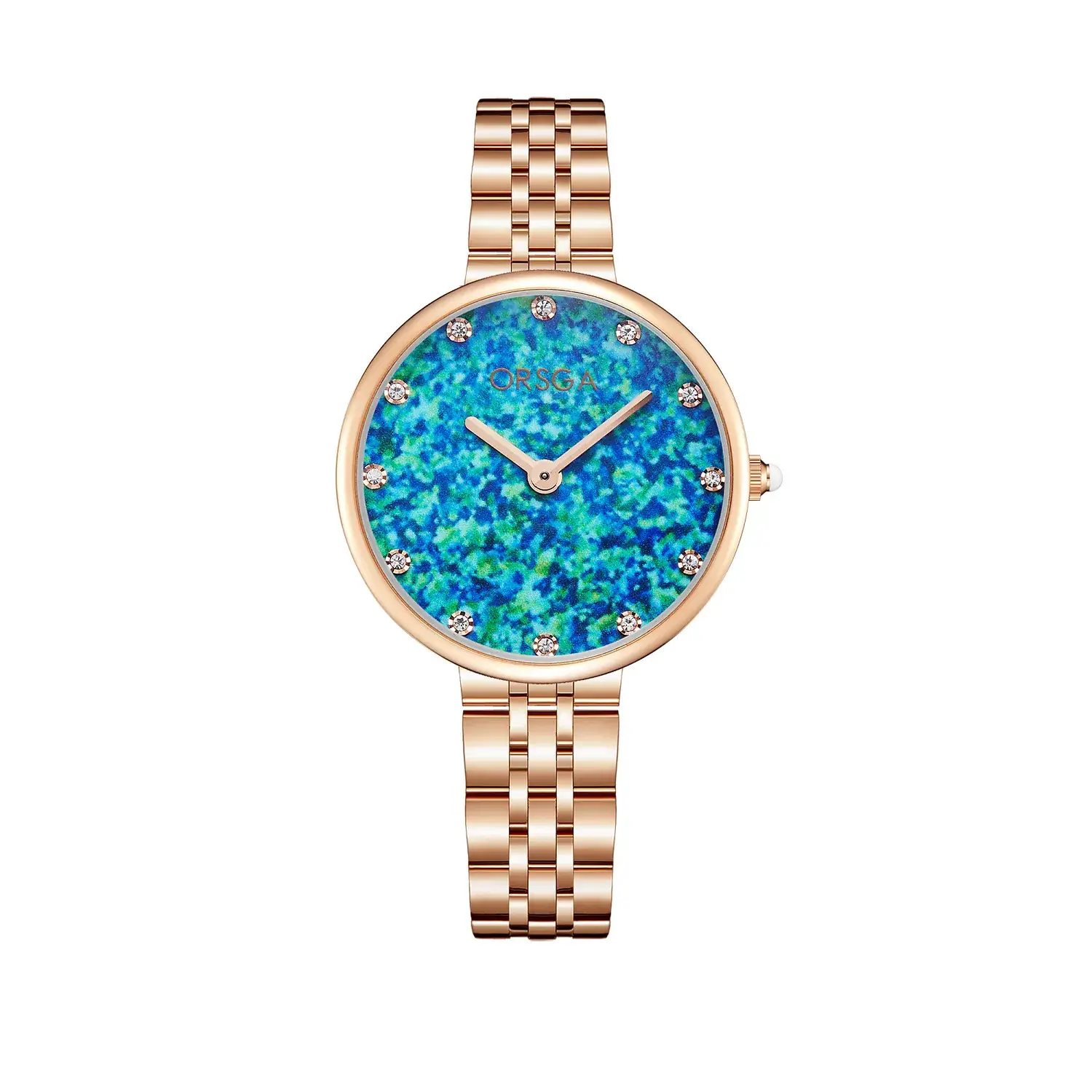 Women's Blue Sparkle Quartz Watch with Rose Gold Case - Image 2