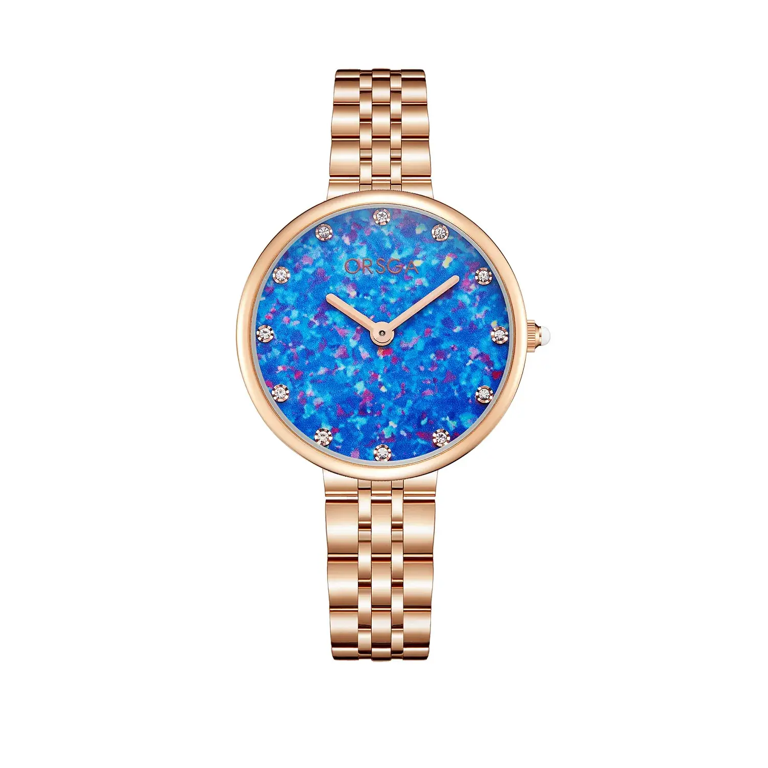Women's Blue Sparkle Quartz Watch with Rose Gold Case - Image 3