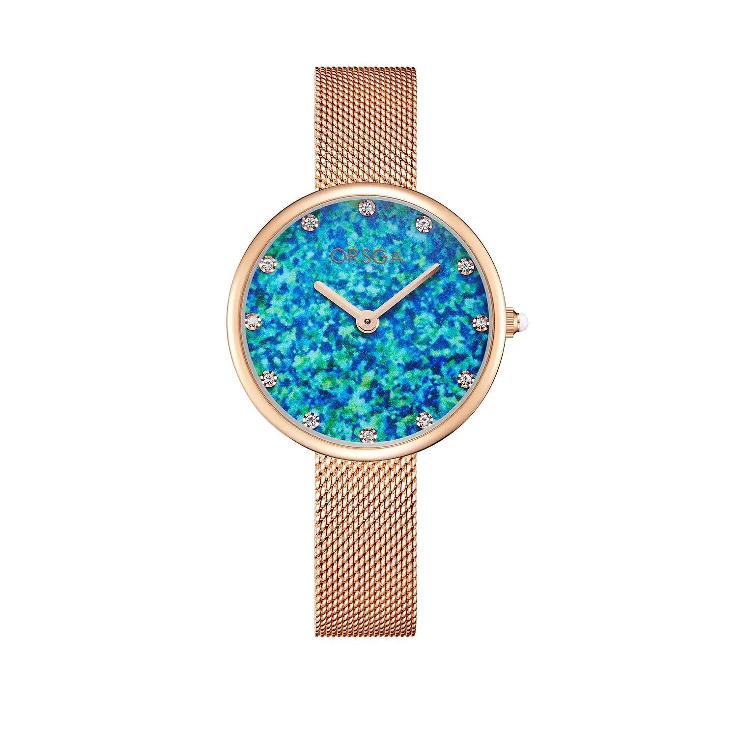 Women's Blue Sparkle Quartz Watch with Rose Gold Case - Image 5