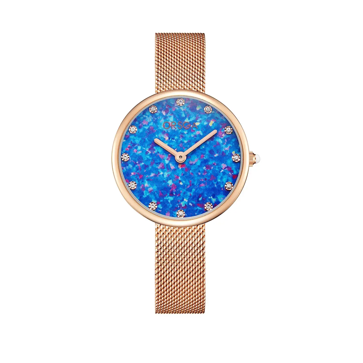 Women's Blue Sparkle Quartz Watch with Rose Gold Case - Image 6