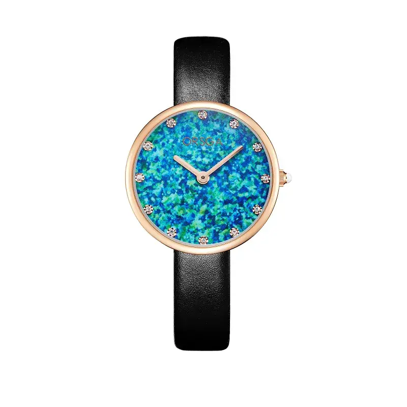 Women's Blue Sparkle Quartz Watch with Rose Gold Case - Image 8