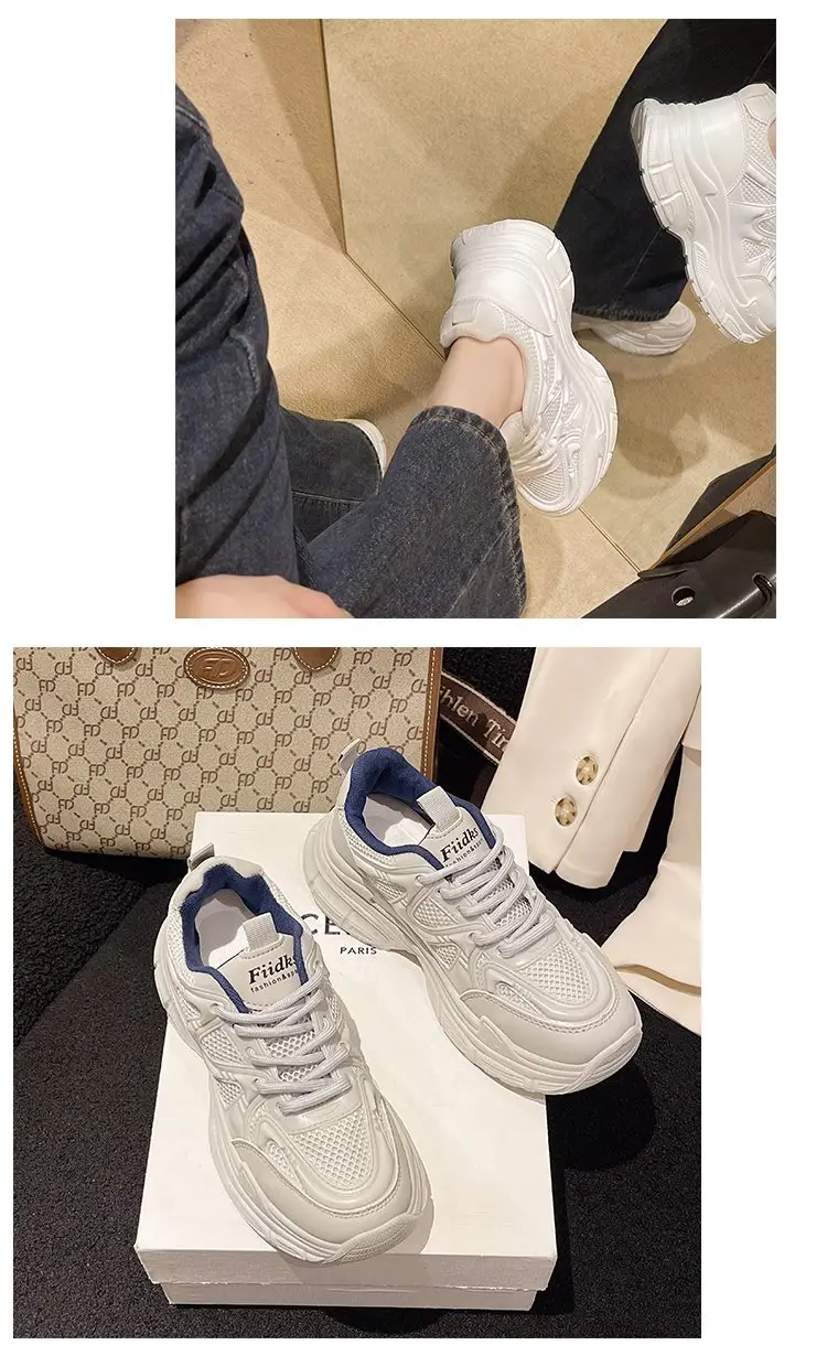 Dad Shoes Women's Shoes 2024 New Spring and Summer Breathable Mesh Shoes Thick-Soled White Shoes Mesh Casual Sports Shoes Versatile — feature 10