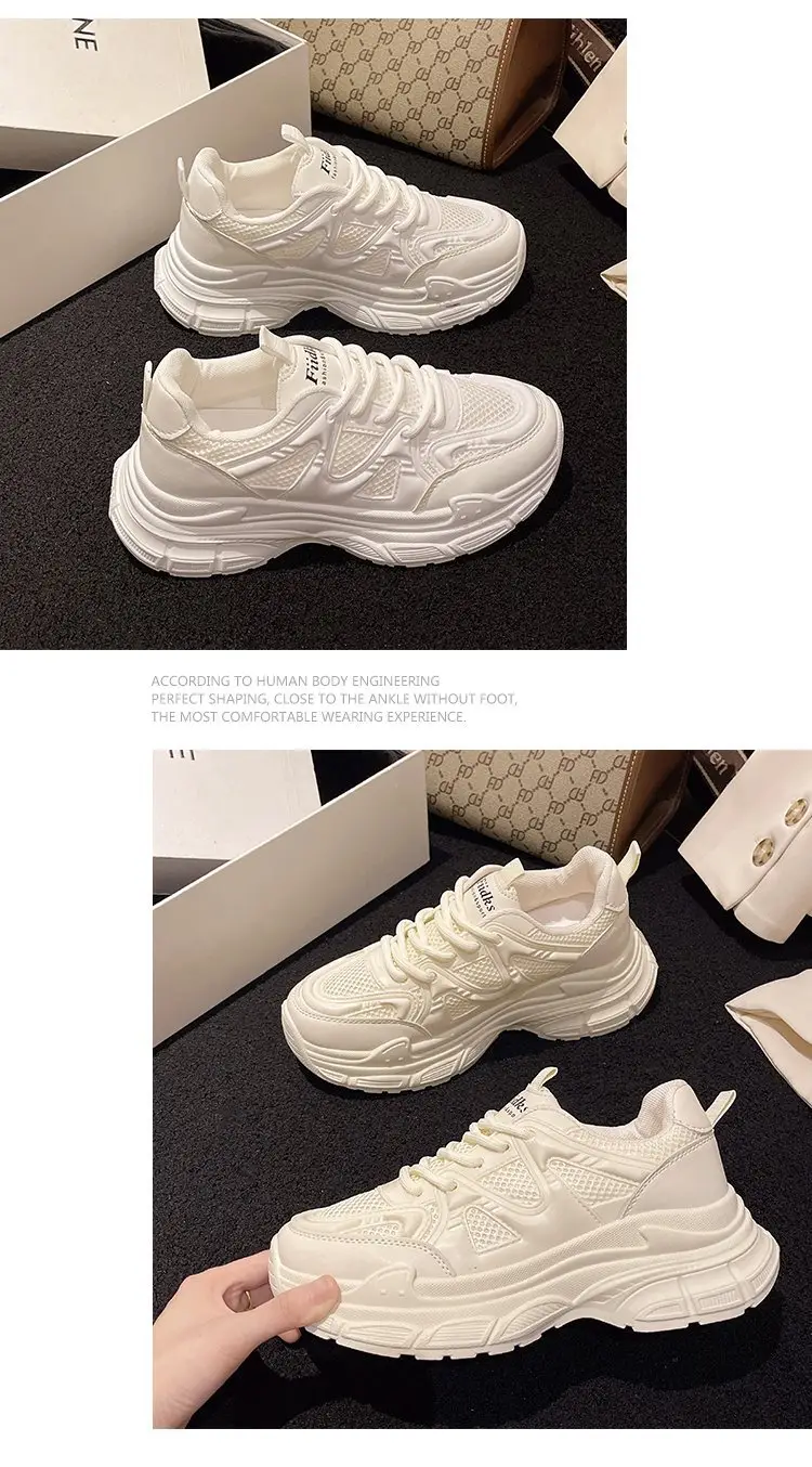 Dad Shoes Women's Shoes 2024 New Spring and Summer Breathable Mesh Shoes Thick-Soled White Shoes Mesh Casual Sports Shoes Versatile — feature 12