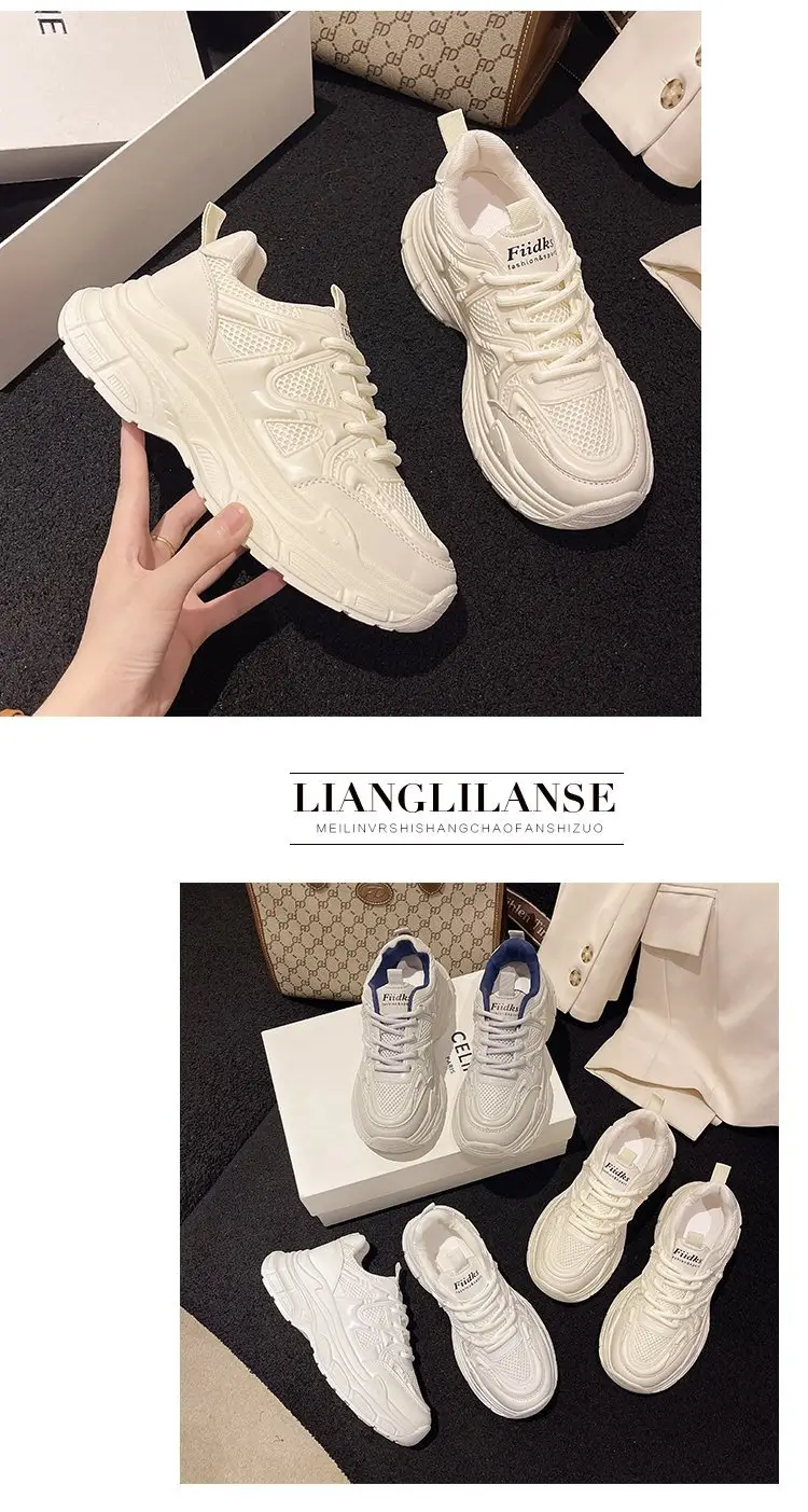 Dad Shoes Women's Shoes 2024 New Spring and Summer Breathable Mesh Shoes Thick-Soled White Shoes Mesh Casual Sports Shoes Versatile — feature 13