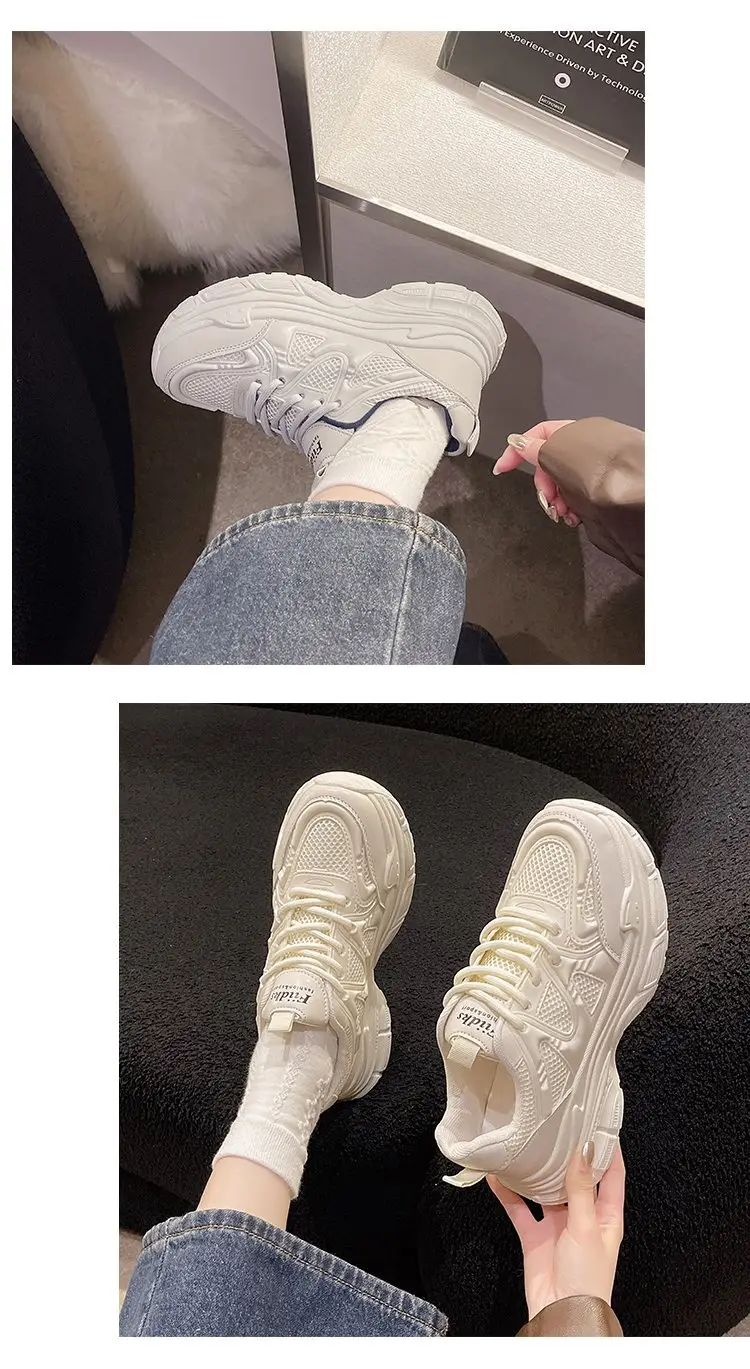 Dad Shoes Women's Shoes 2024 New Spring and Summer Breathable Mesh Shoes Thick-Soled White Shoes Mesh Casual Sports Shoes Versatile — feature 6