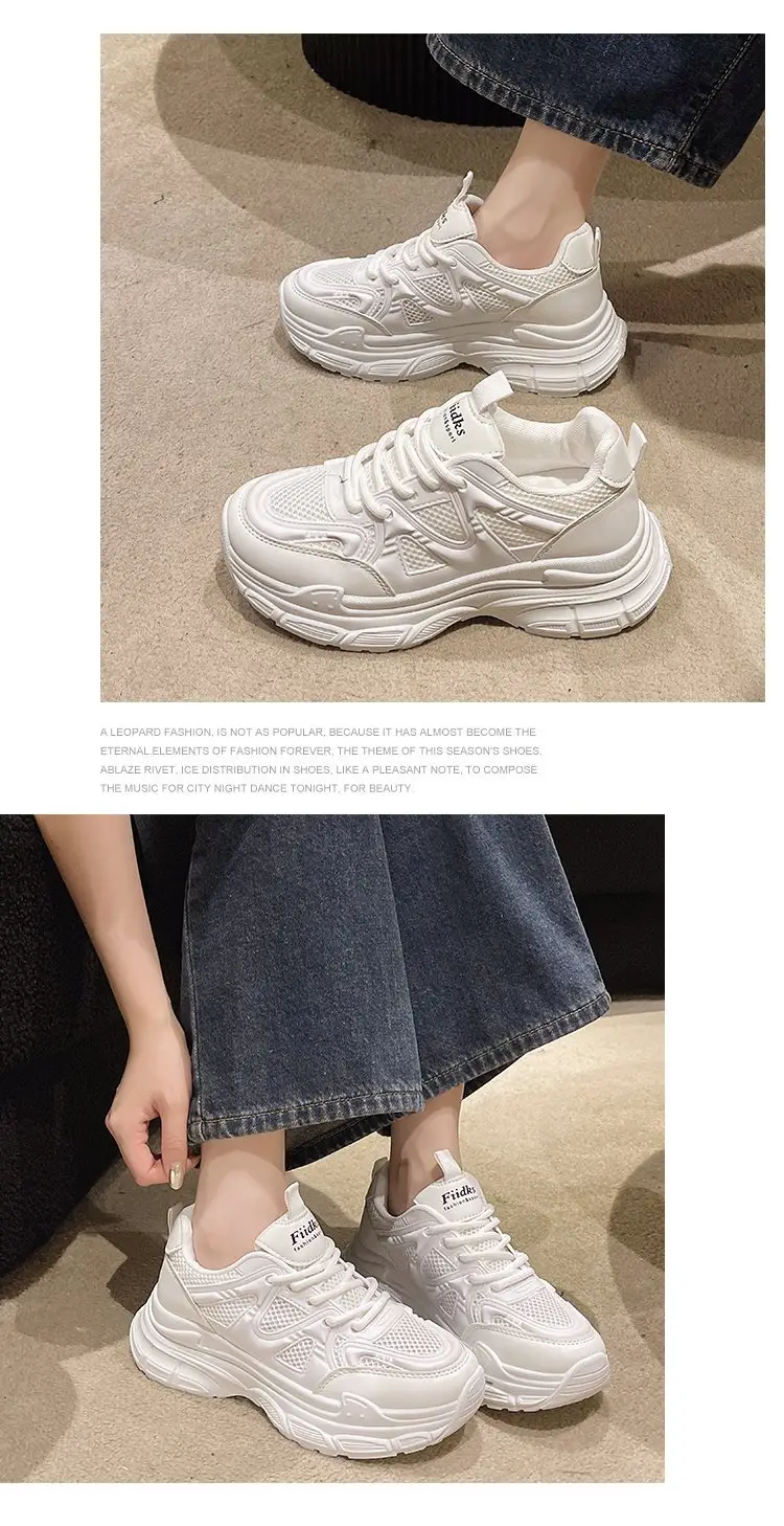 Dad Shoes Women's Shoes 2024 New Spring and Summer Breathable Mesh Shoes Thick-Soled White Shoes Mesh Casual Sports Shoes Versatile — feature 8