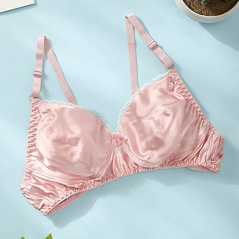Silk Bra thin double-sided mulberry silk bra seamless underwear women's plus size breathable bra sponge-free wireless
