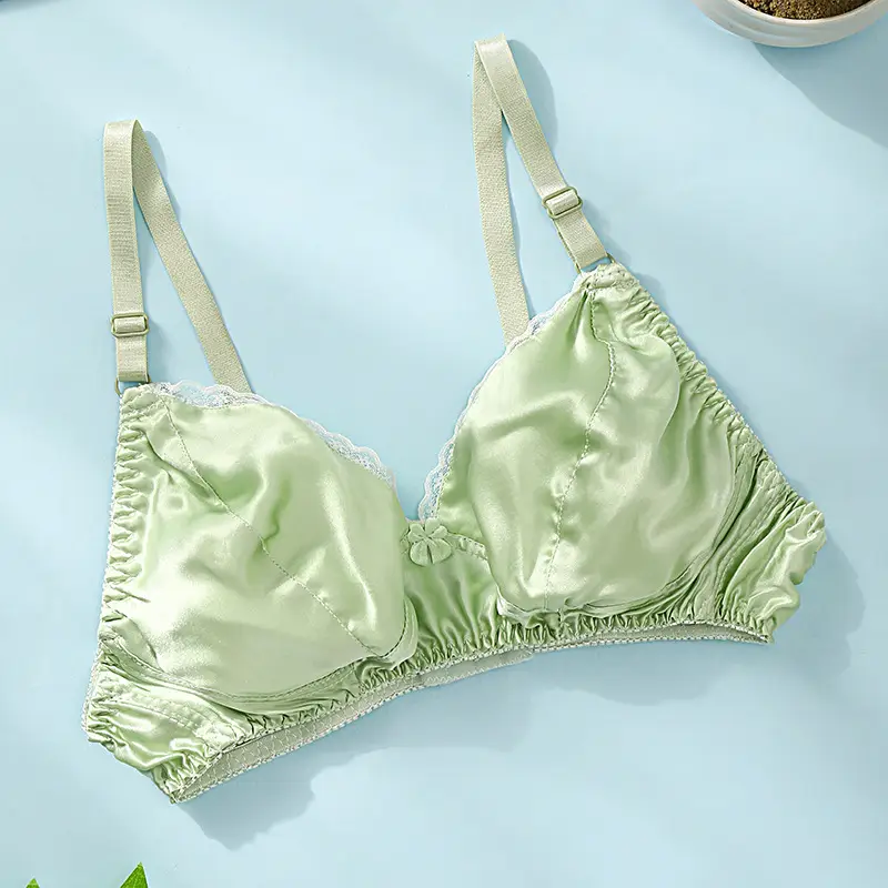 Silk Bra thin double-sided mulberry silk bra seamless underwear women's plus size breathable bra sponge-free wireless