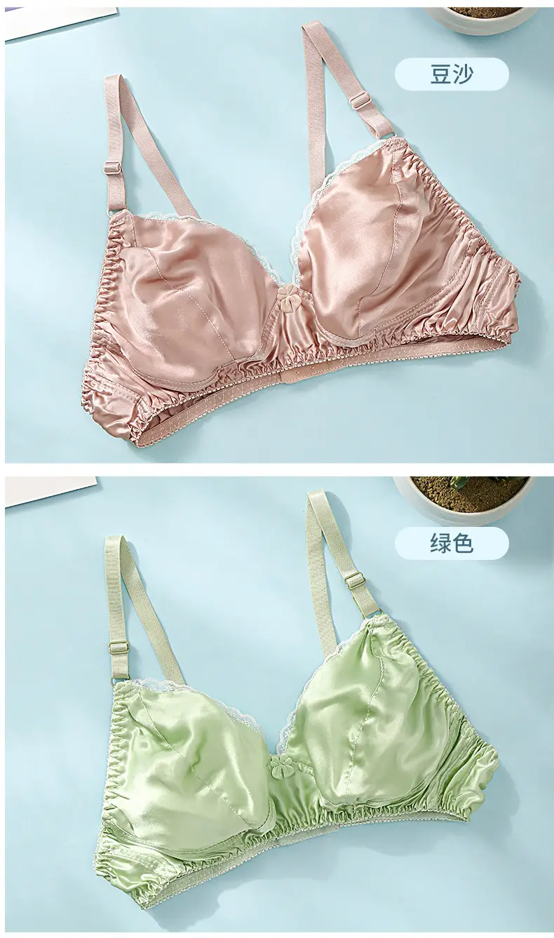 Silk Bra thin double-sided mulberry silk bra seamless underwear women's plus size breathable bra sponge-free wireless — feature 23