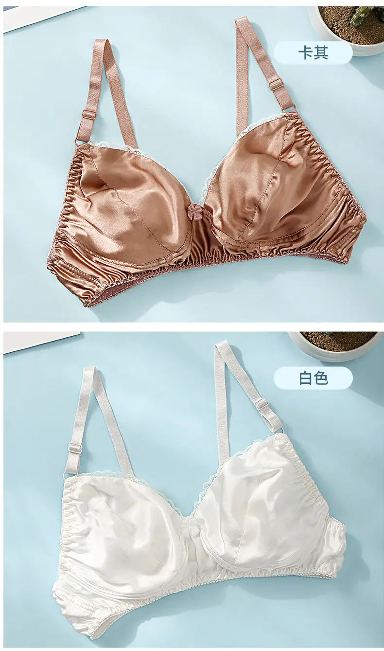 Silk Bra thin double-sided mulberry silk bra seamless underwear women's plus size breathable bra sponge-free wireless — feature 25