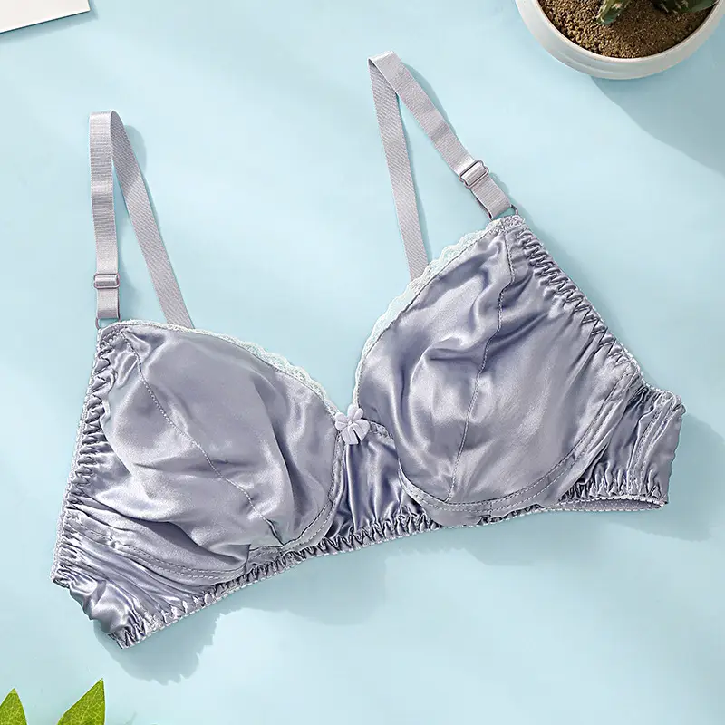 Silk Bra thin double-sided mulberry silk bra seamless underwear women's plus size breathable bra sponge-free wireless