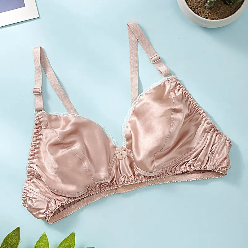 Silk Bra thin double-sided mulberry silk bra seamless underwear women's plus size breathable bra sponge-free wireless