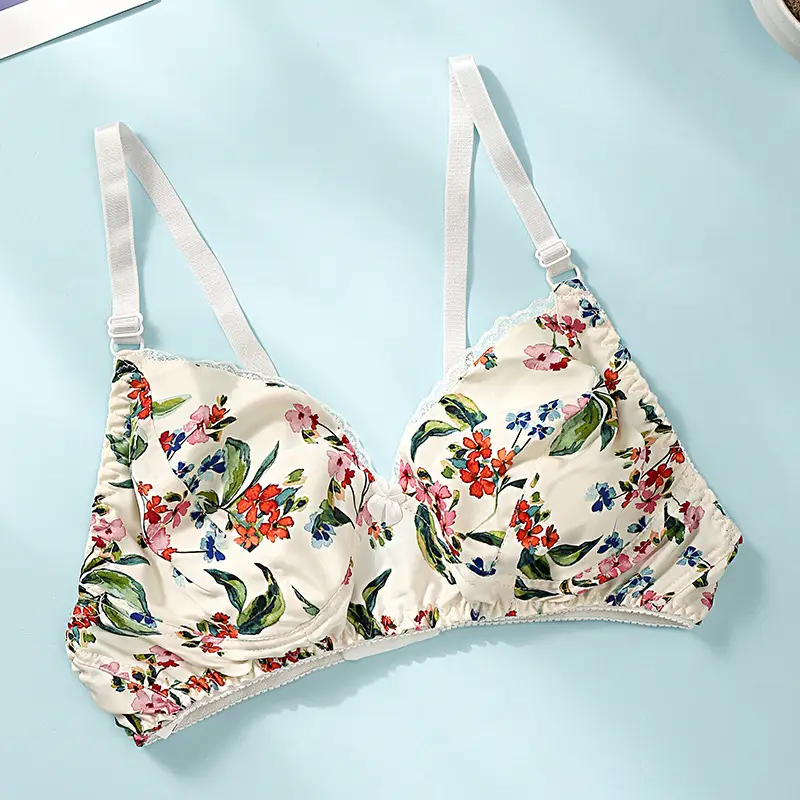 Silk Bra thin double-sided mulberry silk bra seamless underwear women's plus size breathable bra sponge-free wireless