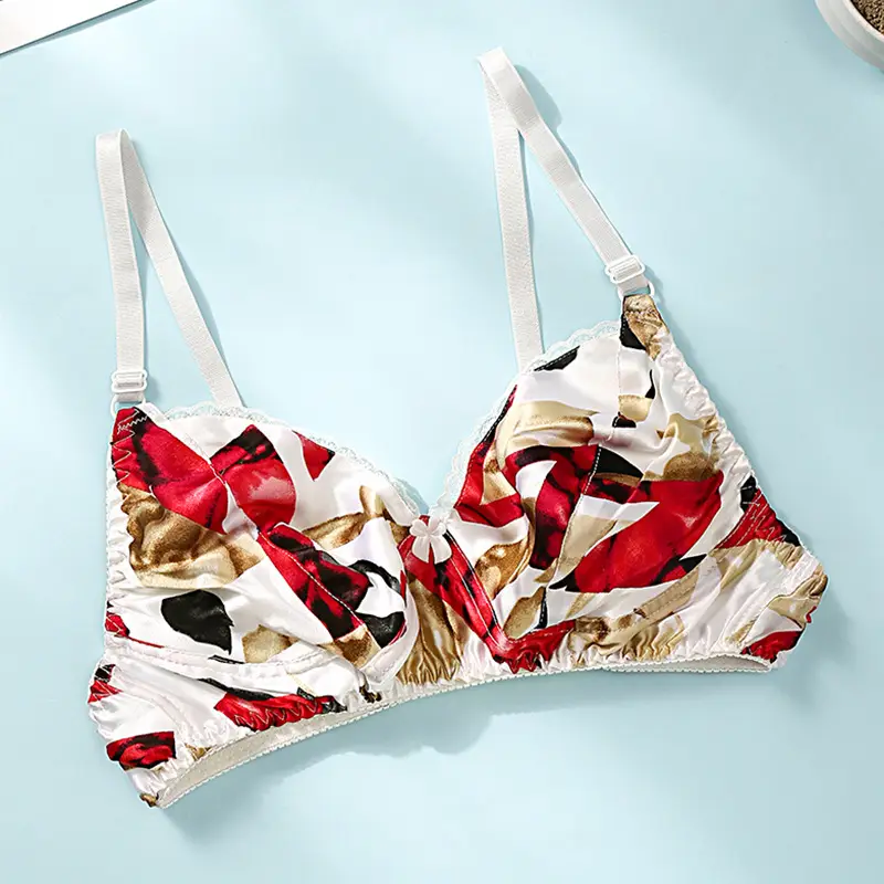 Silk Bra thin double-sided mulberry silk bra seamless underwear women's plus size breathable bra sponge-free wireless