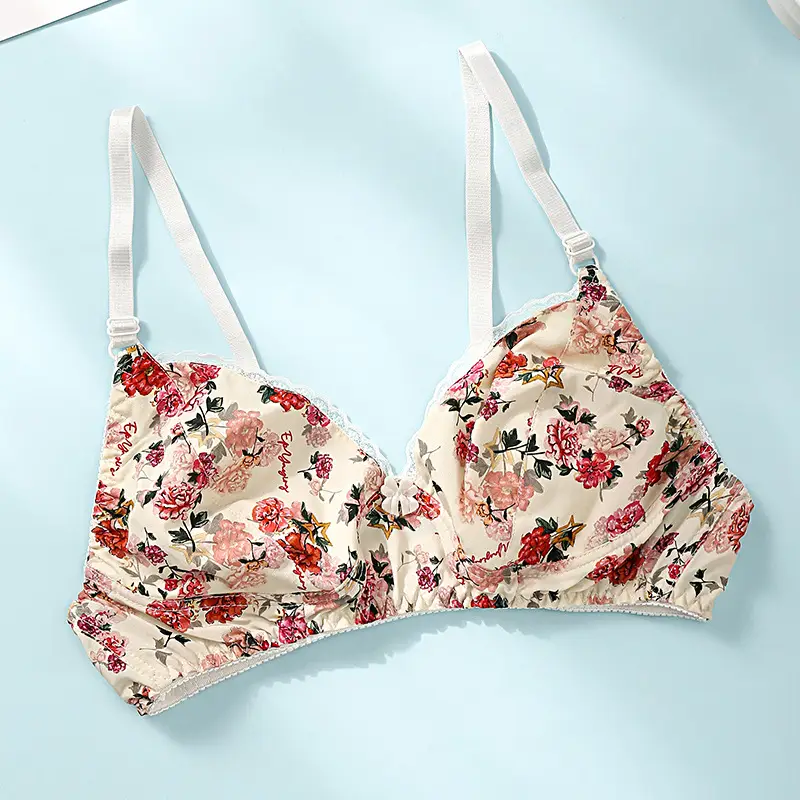Silk Bra thin double-sided mulberry silk bra seamless underwear women's plus size breathable bra sponge-free wireless