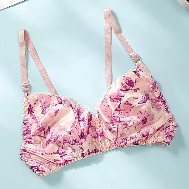 Silk Bra thin double-sided mulberry silk bra seamless underwear women's plus size breathable bra sponge-free wireless