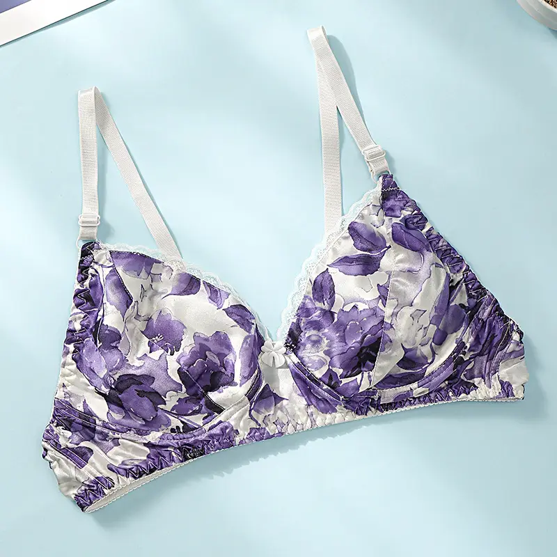 Silk Bra thin double-sided mulberry silk bra seamless underwear women's plus size breathable bra sponge-free wireless