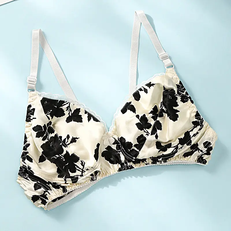 Silk Bra thin double-sided mulberry silk bra seamless underwear women's plus size breathable bra sponge-free wireless