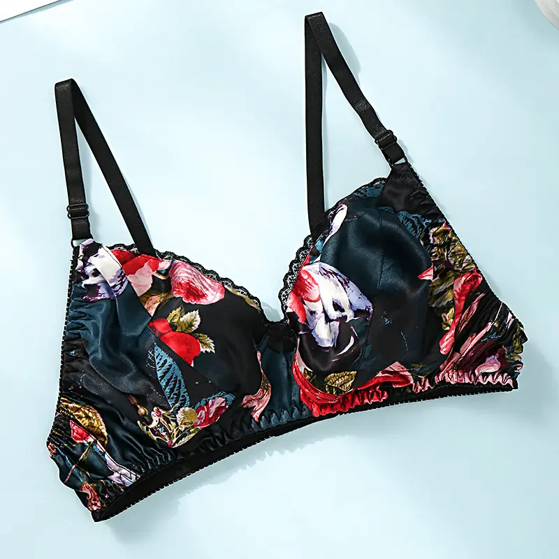 Silk Bra thin double-sided mulberry silk bra seamless underwear women's plus size breathable bra sponge-free wireless