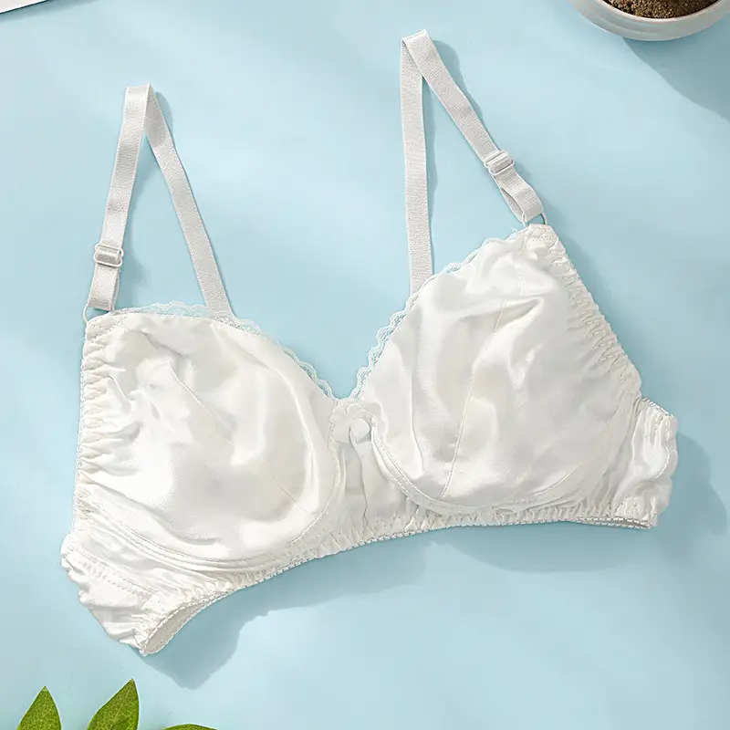 Silk Bra thin double-sided mulberry silk bra seamless underwear women's plus size breathable bra sponge-free wireless