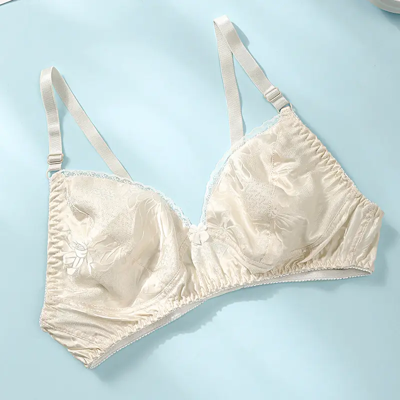 Silk Bra thin double-sided mulberry silk bra seamless underwear women's plus size breathable bra sponge-free wireless