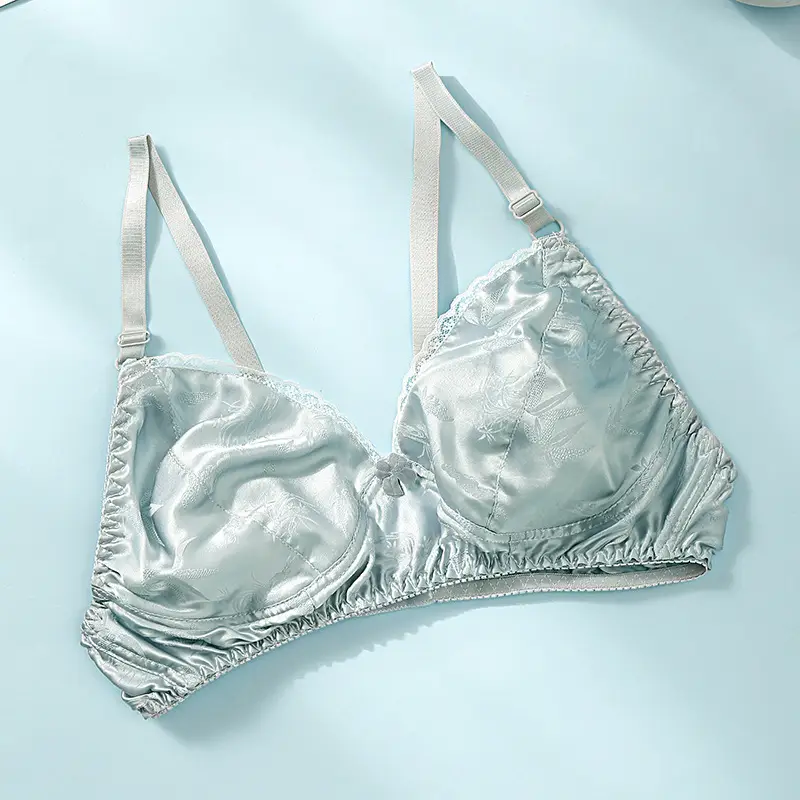 Silk Bra thin double-sided mulberry silk bra seamless underwear women's plus size breathable bra sponge-free wireless
