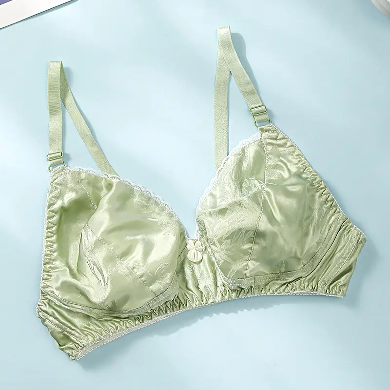 Silk Bra thin double-sided mulberry silk bra seamless underwear women's plus size breathable bra sponge-free wireless