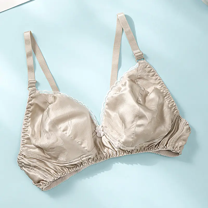 Silk Bra thin double-sided mulberry silk bra seamless underwear women's plus size breathable bra sponge-free wireless