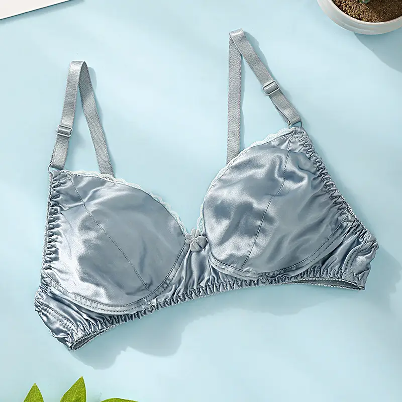 Silk Bra thin double-sided mulberry silk bra seamless underwear women's plus size breathable bra sponge-free wireless