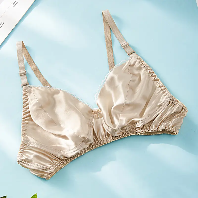 Silk Bra thin double-sided mulberry silk bra seamless underwear women's plus size breathable bra sponge-free wireless