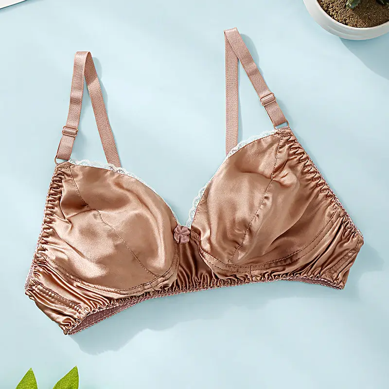 Silk Bra thin double-sided mulberry silk bra seamless underwear women's plus size breathable bra sponge-free wireless