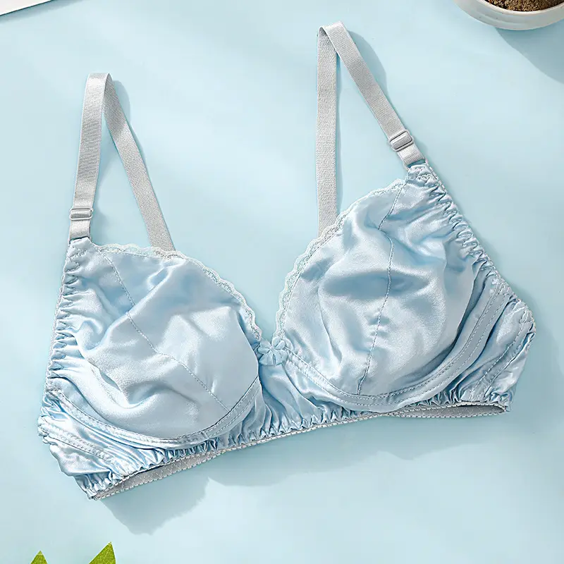 Silk Bra thin double-sided mulberry silk bra seamless underwear women's plus size breathable bra sponge-free wireless