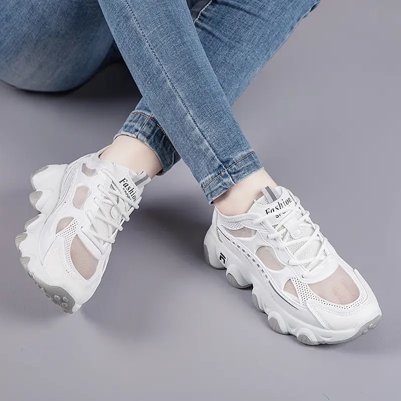 Breathable Mesh Women's Dad Shoes 2026 Spring and Summer Trendy New Flat Thick-Soled Versatile Casual Sports Shoes for Women