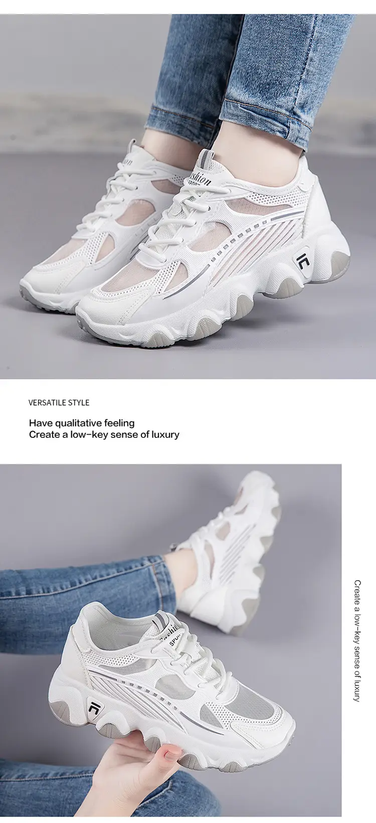 Breathable Mesh Women's Dad Shoes 2026 Spring and Summer Trendy New Flat Thick-Soled Versatile Casual Sports Shoes for Women — feature 14