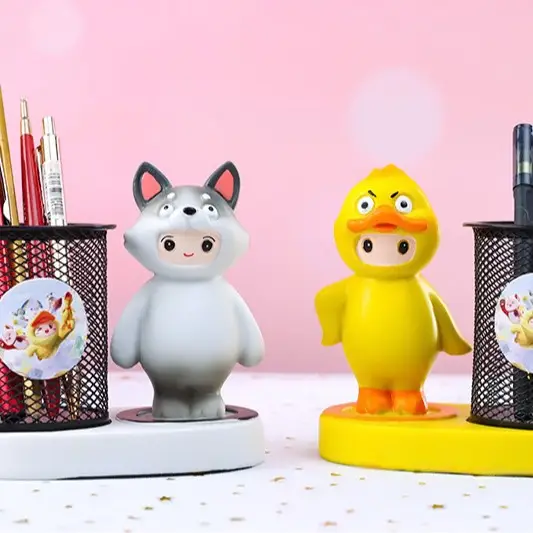 Cute LED Desk Pen Holder with Cute Bear Design