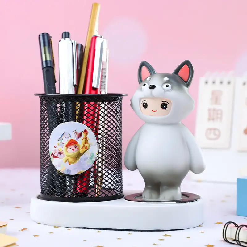 Cute LED Desk Pen Holder with Cute Bear Design