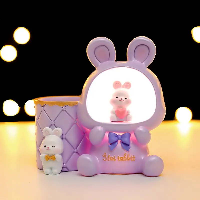 Cute LED Desk Pen Holder with Cute Bear Design